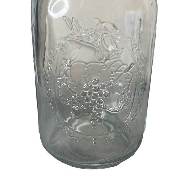Ball Wide Mouth Glass Drinking Jar Pitcher with Black Lid Clear Fruit Design New - Picture 3 of 5